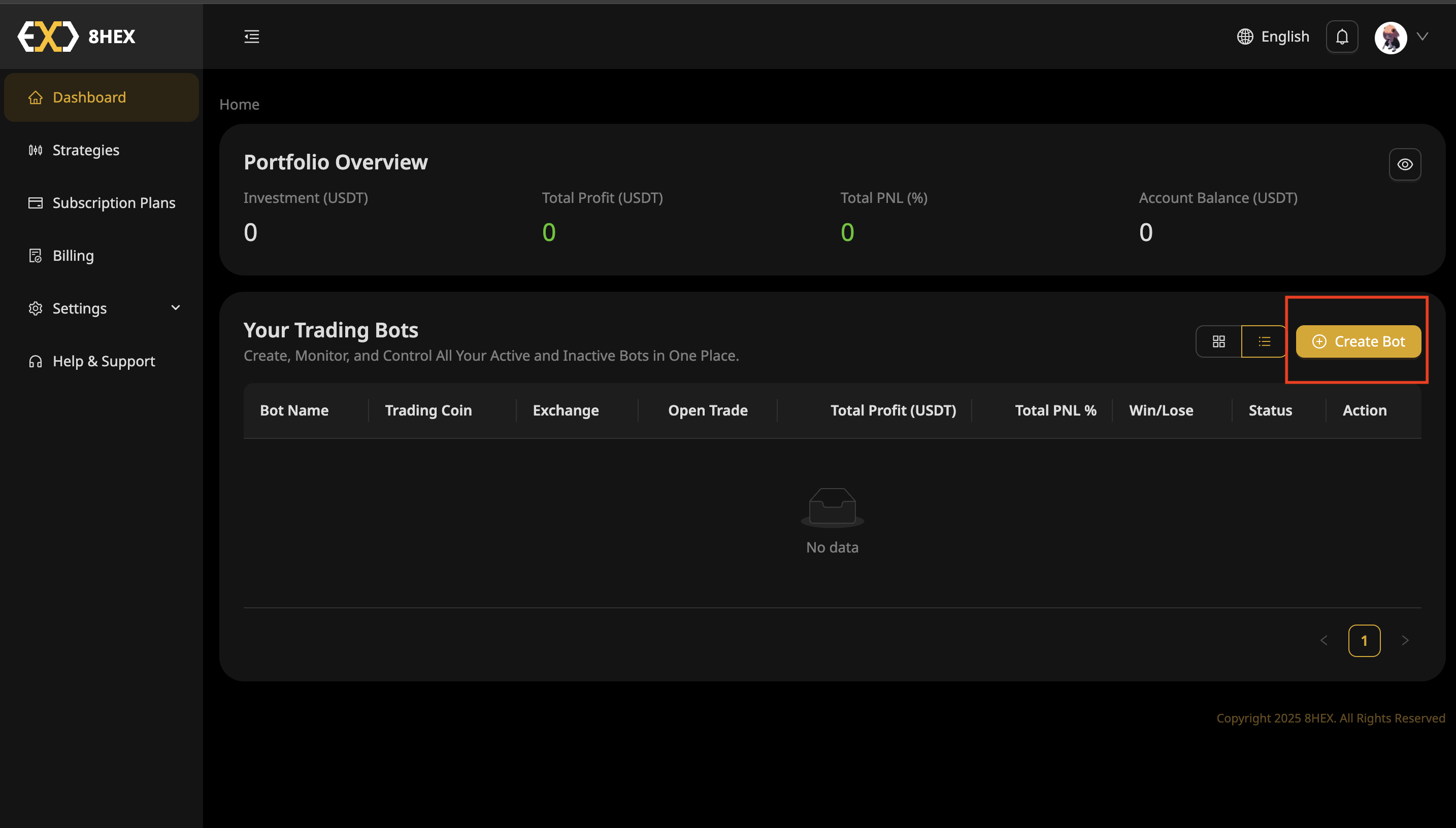 Create Bot Button